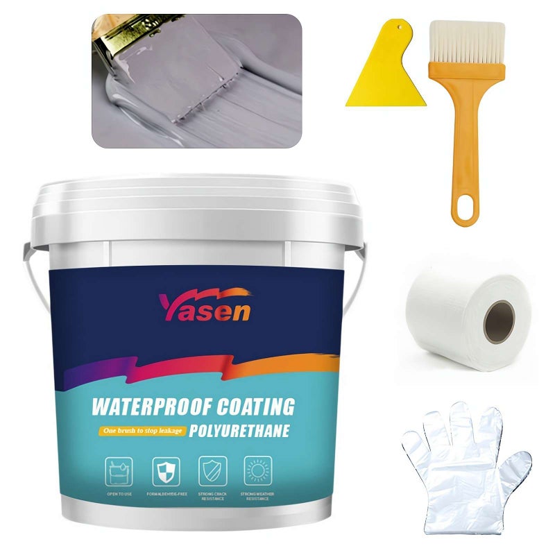 Polyurethane Waterproof Coating, Water Based Polyurethane Grouting Sealant for Roofs,Walls,Garden,Gutter,Concrete Cracks Holes Leak Repair (Gray 300g) - Image 1